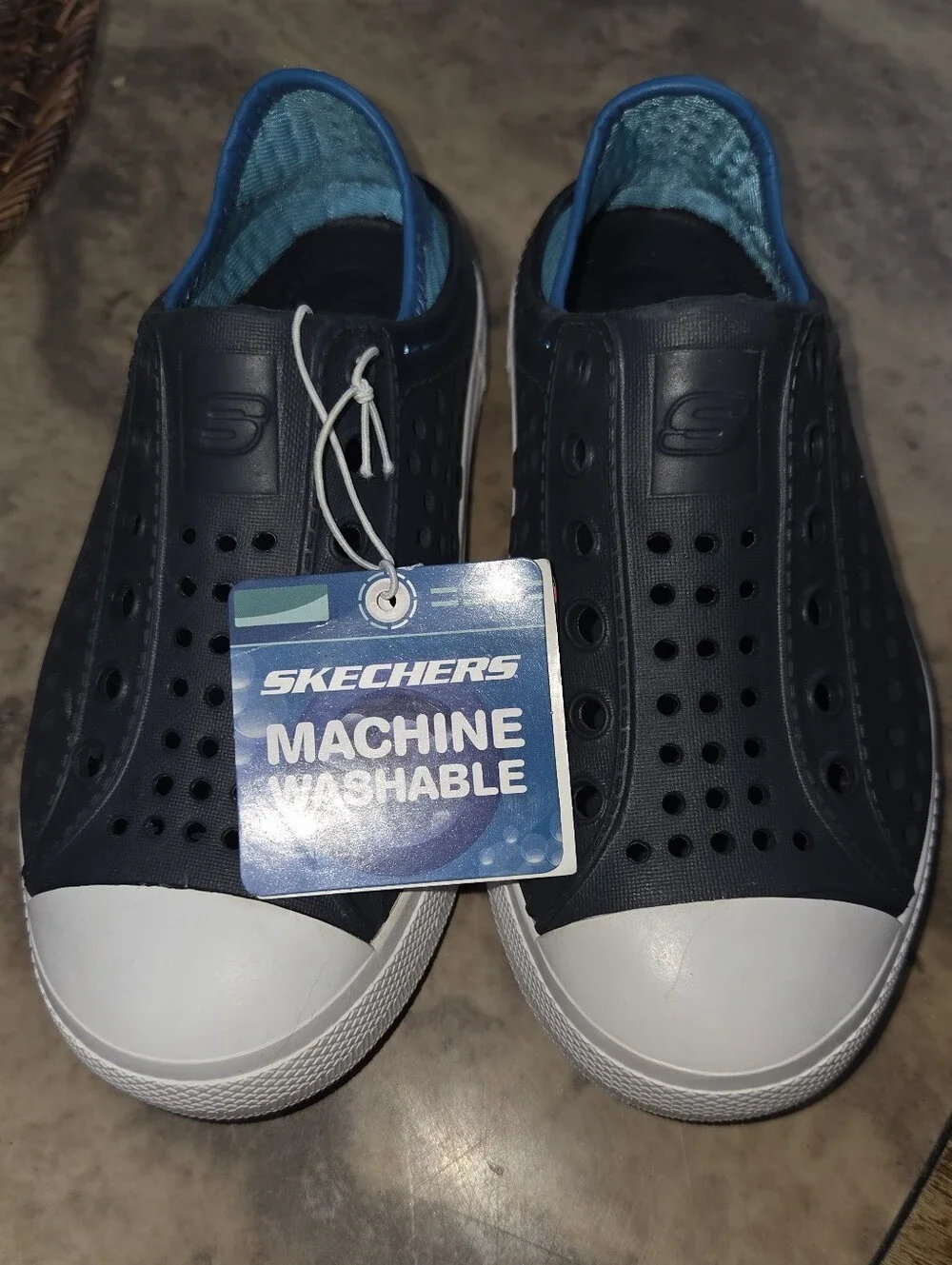 Skechers Kids Navy and White Foamies Slip-On Shoes Size Kids 12